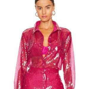 Wyatt Button Down Top in Hot Pink